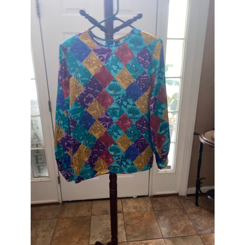 Women's Tess Blouse Size 10 Turquoise Purple